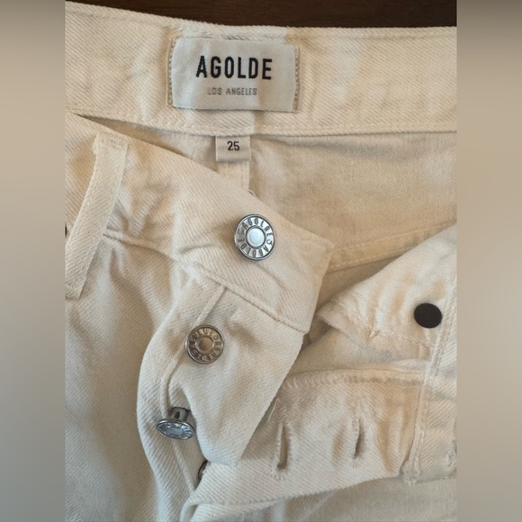 Agolde Parker shorts button fly in white Size 25 - Picture 3 of 6